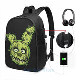 Funny Springtrap USB Charge Backpack School Travel Laptop Bag