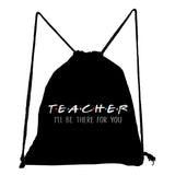 Teacher is My Superhero Drawstring Backpack, Casual Bag for Students, Gift