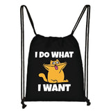 Funny Cat Drawstring Bag Pew Pew Madafakas Backpack Teenager