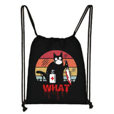 Funny Cat Drawstring Bag Pew Pew Madafakas Backpack Teenager