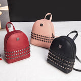 Mini Women's Backpacks PU Leather Rivet Female Handbag Small Backpack