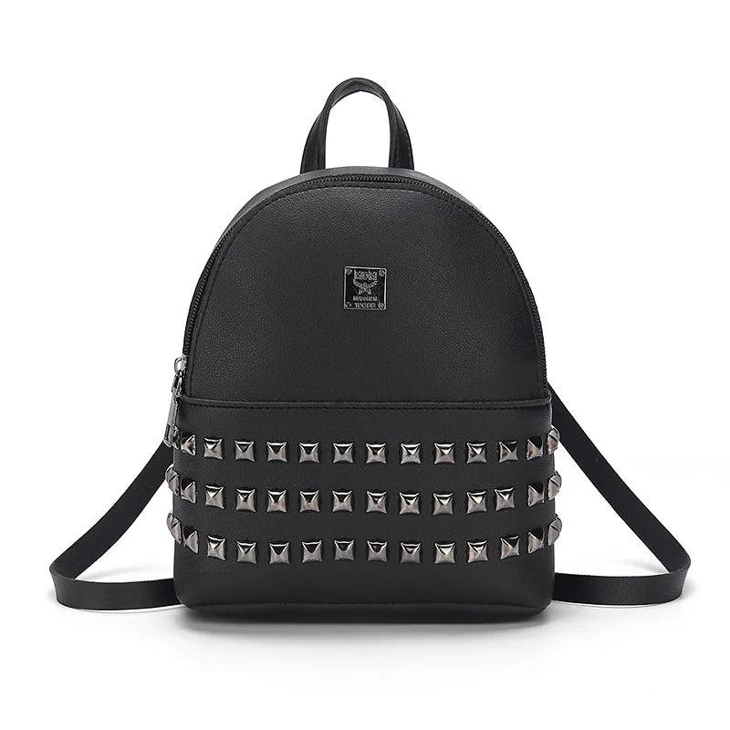 Mini Women's Backpacks PU Leather Rivet Female Handbag Small Backpack