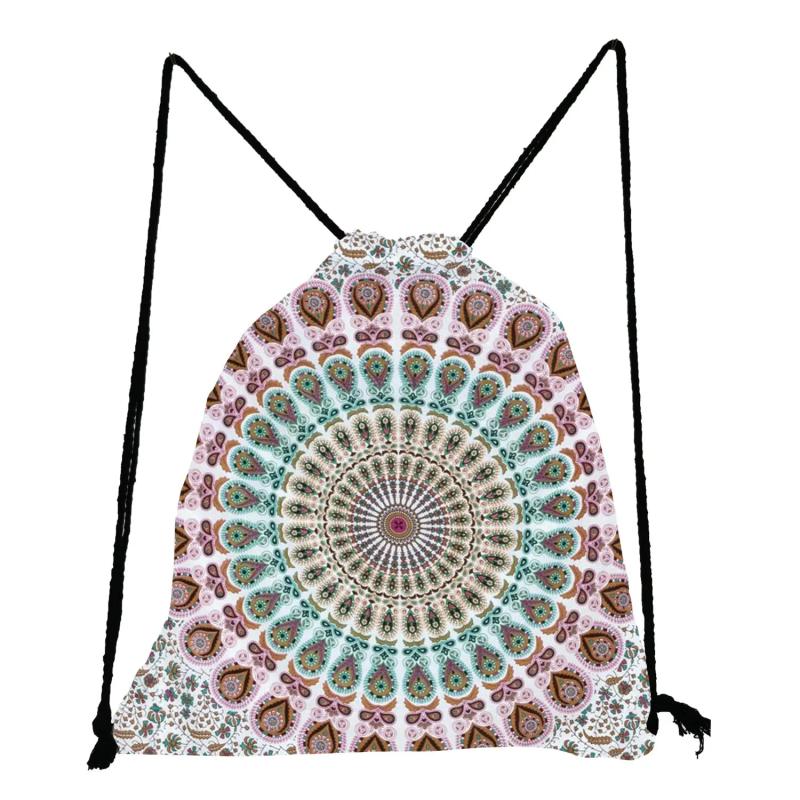 Floral Print Drawstring Backpack Casual Men Women Unisex Shoulder Bag