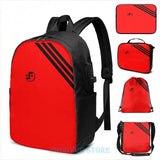 V Visitor Uniform USB Charge Backpack School Travel Laptop Bag