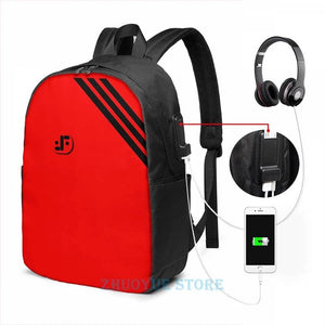 V Visitor Uniform USB Charge Backpack School Travel Laptop Bag