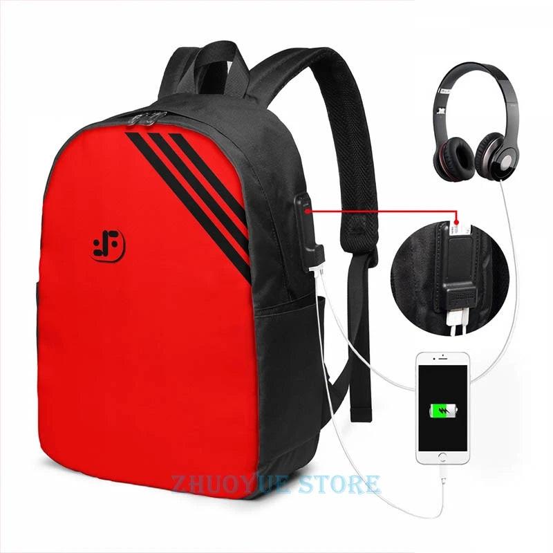 V Visitor Uniform USB Charge Backpack School Travel Laptop Bag