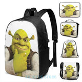 Shrek USB Charge Backpack School Travel Laptop Bag