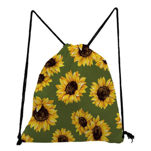 Yellow Sunflower Print Backpack Casual Softback Bag for Students