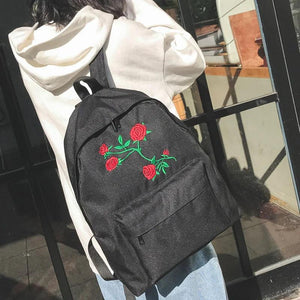 Floral Canvas Backpack Anti-theft School Bags Multifunction Rucksack