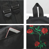 Floral Canvas Backpack Anti-theft School Bags Multifunction Rucksack