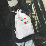 Floral Canvas Backpack Anti-theft School Bags Multifunction Rucksack