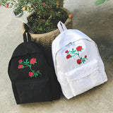 Floral Canvas Backpack Anti-theft School Bags Multifunction Rucksack