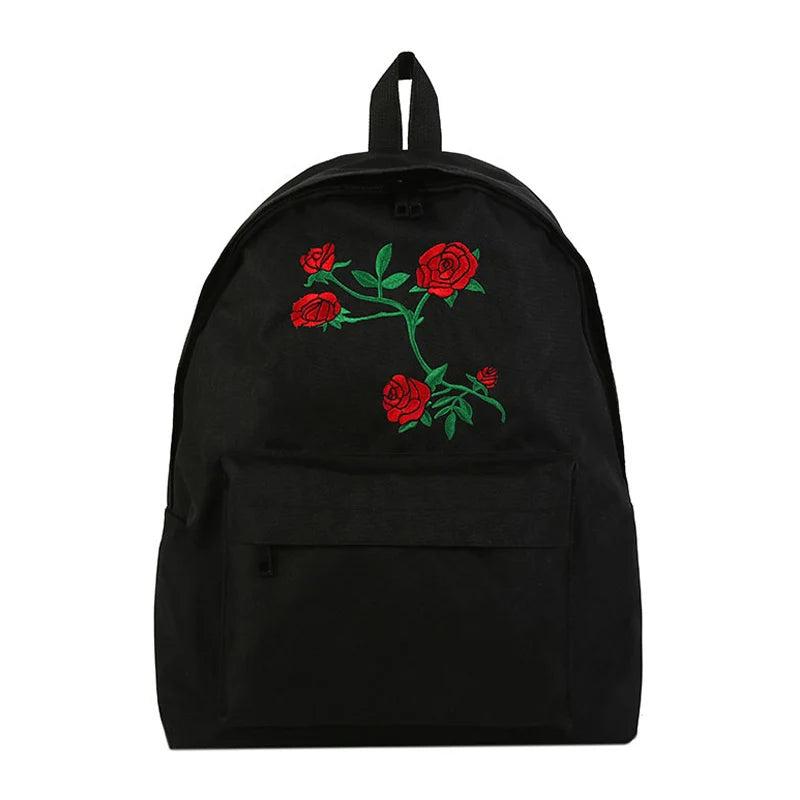 Floral Canvas Backpack Anti-theft School Bags Multifunction Rucksack