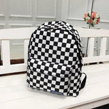 Plaid Nylon Female Travel Daypack Laptop Backpack Schoolbags