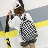 Plaid Nylon Female Travel Daypack Laptop Backpack Schoolbags