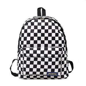 Plaid Nylon Female Travel Daypack Laptop Backpack Schoolbags