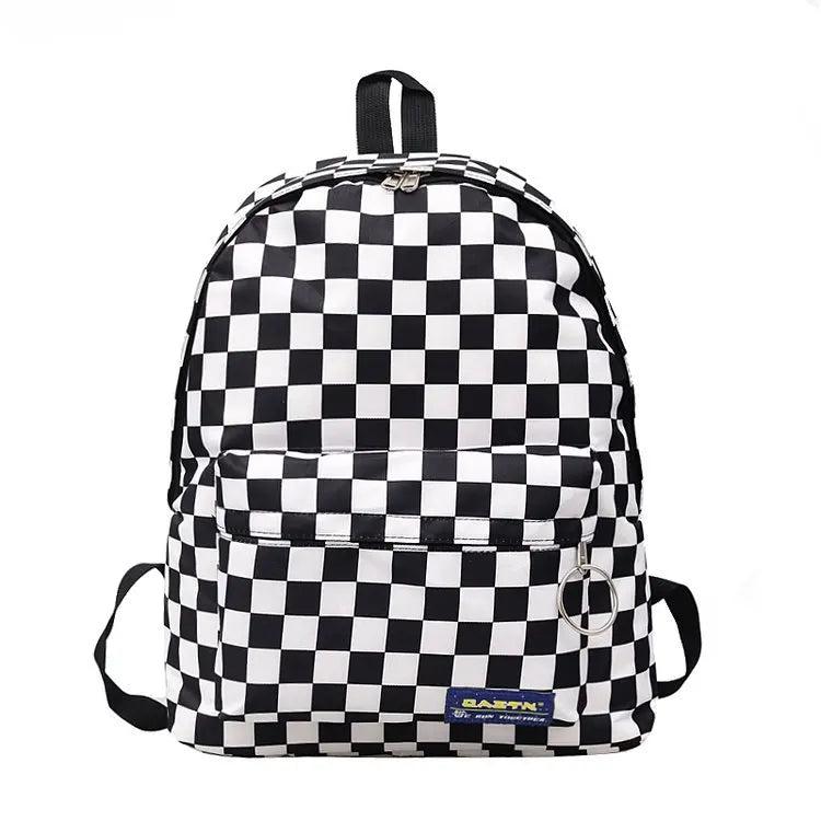 Plaid Nylon Female Travel Daypack Laptop Backpack Schoolbags