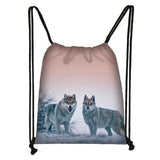 Wolf Howling Drawstring Backpack Teen Boys Bag