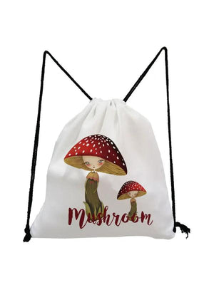 Mushroom Sister Print Backpack Drawstring Bags Large Capacity Shoe Bag