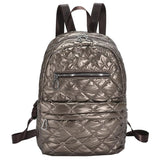 Quilted Cotton-Padded Backpack Nylon Rhombic Lattice College Bookbag