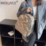 Quilted Shoulder Backpack for Women School Waterproof Cotton Padded Daypack