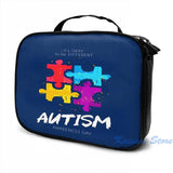 Autism Awareness USB Charge Backpack School Travel Laptop Bag