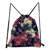 Colorful Floral Drawstring Bag Pretty Backpack for Teens
