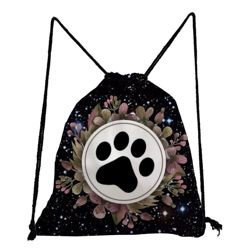 Dog Paw Printed Backpack for Student Casual Travel Softback Bag