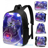 Deltarune - Jevil USB Charge Backpack School Travel Laptop Bag