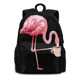 Flamingo Coffee Shirt Coffee Lover School Bag Backpack Laptop 15 Inch