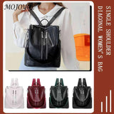 Solid Knapsacks PU Leather Backpack Large Capacity Women Rucksacks
