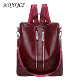 Solid Knapsacks PU Leather Backpack Large Capacity Women Rucksacks