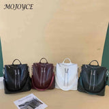 Solid Knapsacks PU Leather Backpack Large Capacity Women Rucksacks
