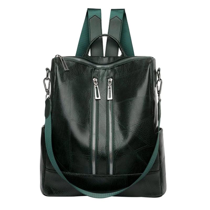 Solid Knapsacks PU Leather Backpack Large Capacity Women Rucksacks