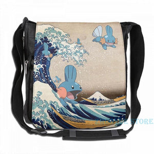 Funny Mudkip Wave USB Charge Backpack School Travel Laptop Bag
