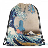 Funny Mudkip Wave USB Charge Backpack School Travel Laptop Bag