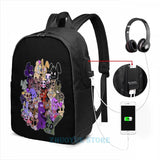 Funny FNAF USB Charge Backpack School Travel Laptop Bag