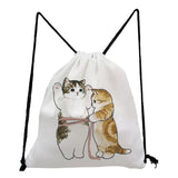 Drawstring Pocket Storage Shoes Bag Cat Shark Print Travel Animation