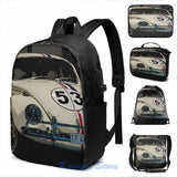 Funny Graphic Print Herbie USB Charge Backpack School Travel Laptop Bag