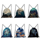 Japanese Ukiyoe Crane Drawstring Pocket Backpack