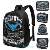 Nightwing Graphic Print Backpack with USB Charge Port