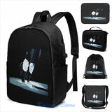 Funny Graphic Michael Jackson Feet USB Charge Backpack School Travel Laptop Bag