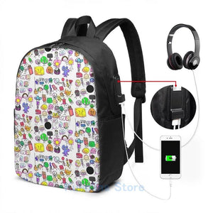 Funny Bfb Characters USB Charge Backpack Men Women School Travel Laptop Bag