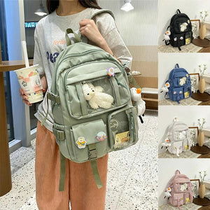 Green Pink Women Large Capacity Backpack Waterproof Nylon Female Schoolbag