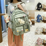 Green Pink Women Large Capacity Backpack Waterproof Nylon Female Schoolbag