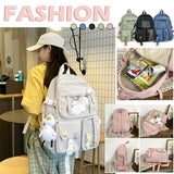 Green Pink Women Large Capacity Backpack Waterproof Nylon Female Schoolbag