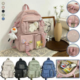 Green Pink Women Large Capacity Backpack Waterproof Nylon Female Schoolbag