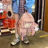 Green Pink Women Large Capacity Backpack Waterproof Nylon Female Schoolbag