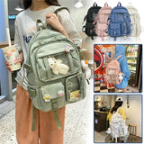 Green Pink Women Large Capacity Backpack Waterproof Nylon Female Schoolbag