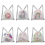 Donut Unicorn Printed Drawstring Backpack